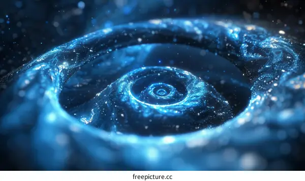 Blue whirlpool of glowing particles