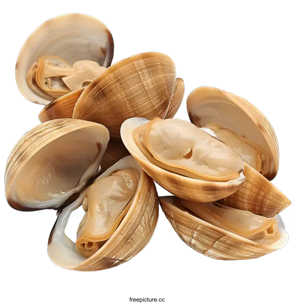 [Transparent Background PNG]Fresh clams on white background