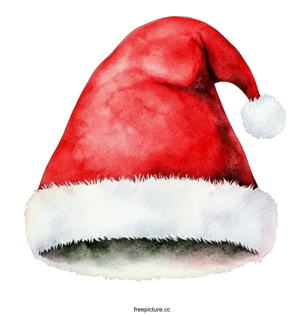[Transparent Background PNG]Watercolor Christmas Santa Hat Illustration