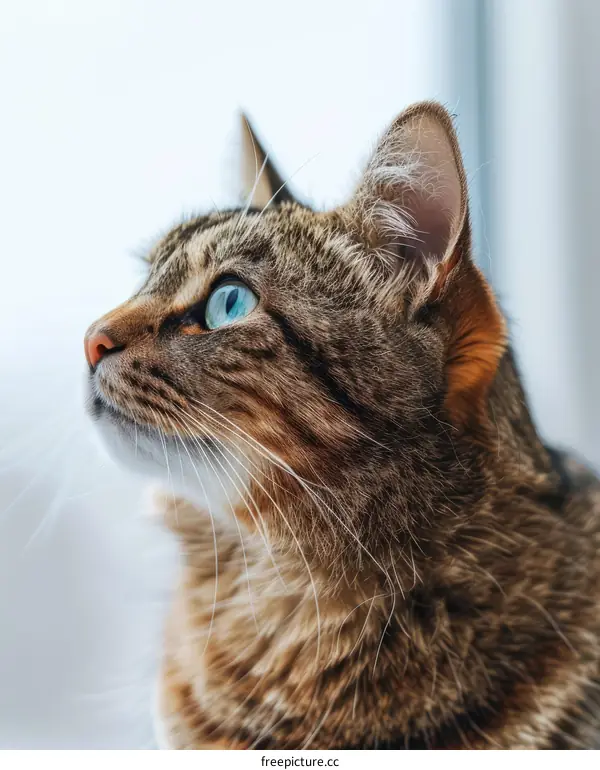 A ginger cat looking out the window