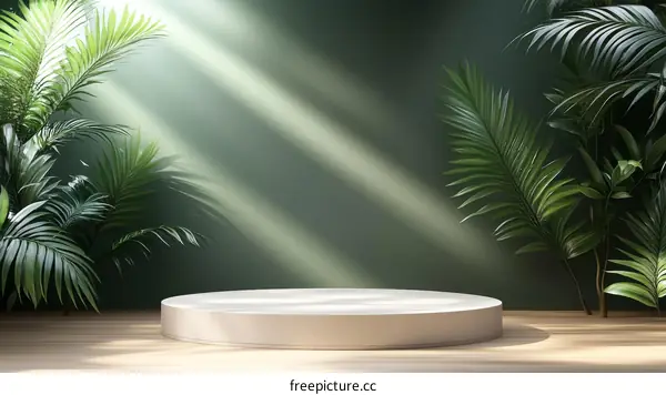 Green Tropical Display Podium with Sunlight