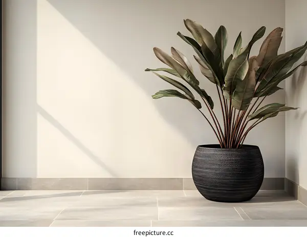 Minimalist Interior Design With Plant In A Pot