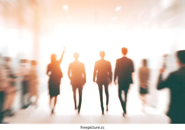 Blurred Business People Walking in Office Corridor