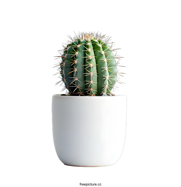 [Transparent Background PNG]Cactus in White Pot on White Background