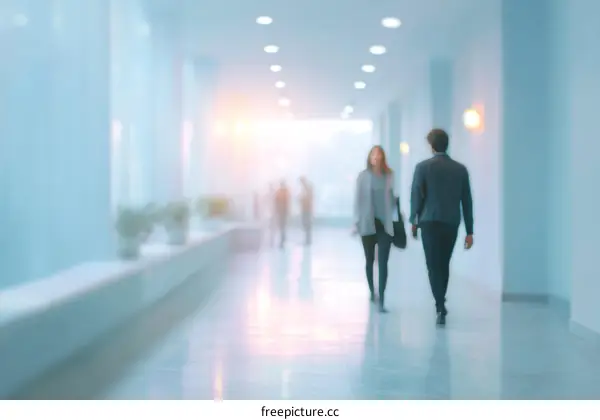 Blurred Office Corridor with People