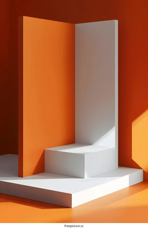 Abstract Minimalist White and Orange Geometric Shapes