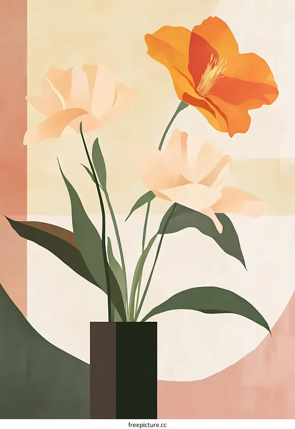 Abstract Minimalist Flower Art Print With Minimalist Flower Illustration