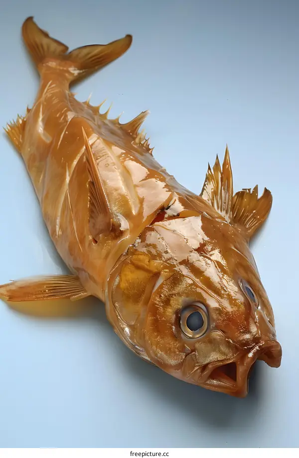 Preserved Fish on Blue Background