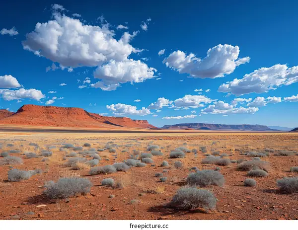 Arid Desert Landscape with Red Rock Formations