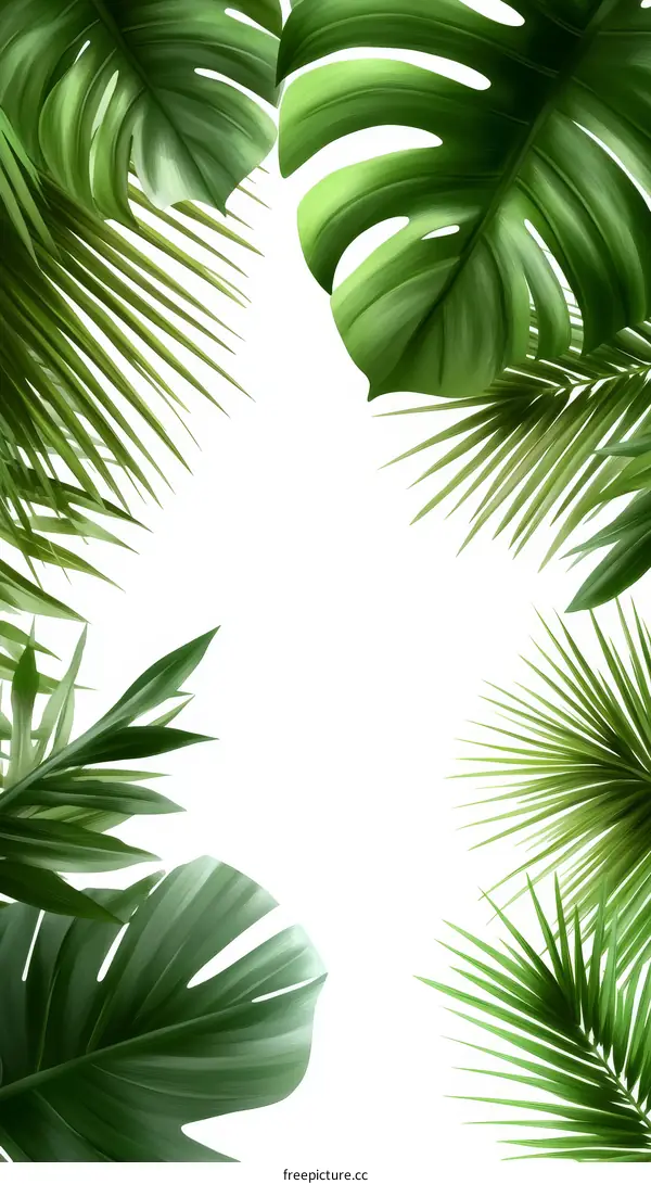 Tropical Green Leaves Background Illustration