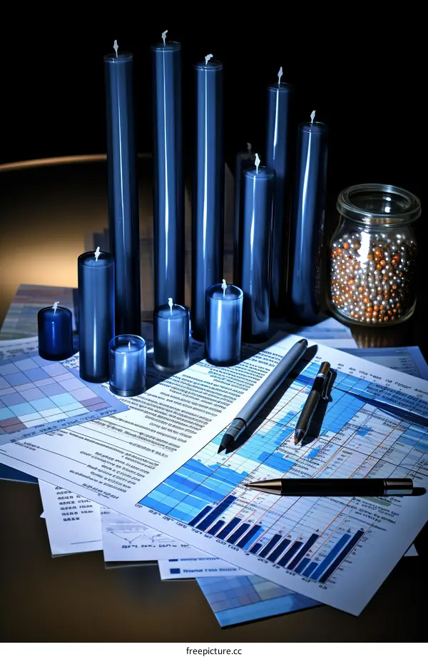 Blue candles and graphs