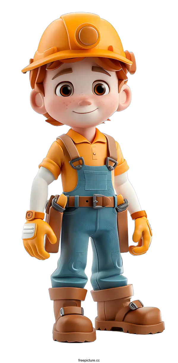 [Transparent Background PNG]3D Cartoon Construction Worker