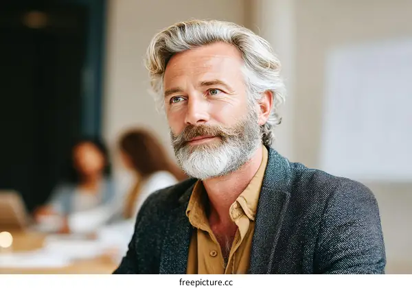 Thoughtful Mature Man in Business Setting