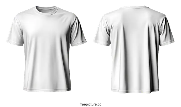 [Transparent Background PNG]Blank White T-Shirt Mockup Front and Back View