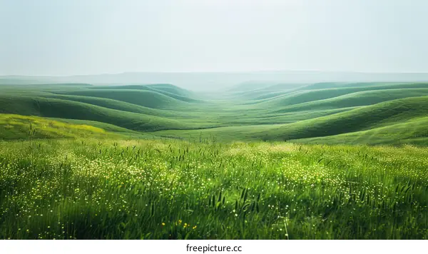 Serene Rolling Hills Under a Vast Blue Sky
