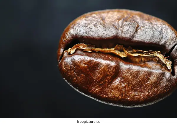 Close-up image of a single coffee bean