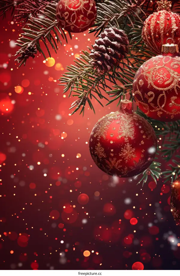 Christmas Tree With Red Ornaments