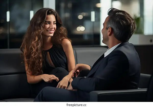 Business meeting between a man and a woman