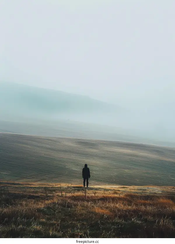 Lonely Man Standing in a Field of Wheat