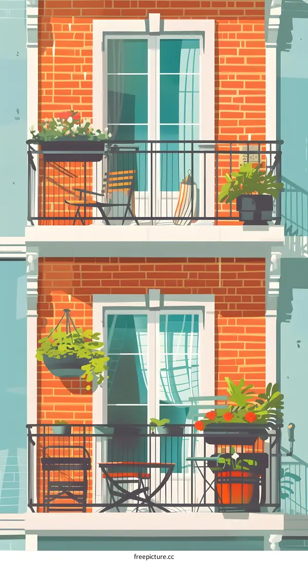 Balcony with Patio Furniture and Plants