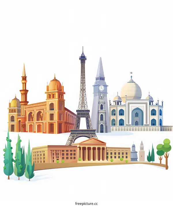 Famous Landmarks of the World Illustration