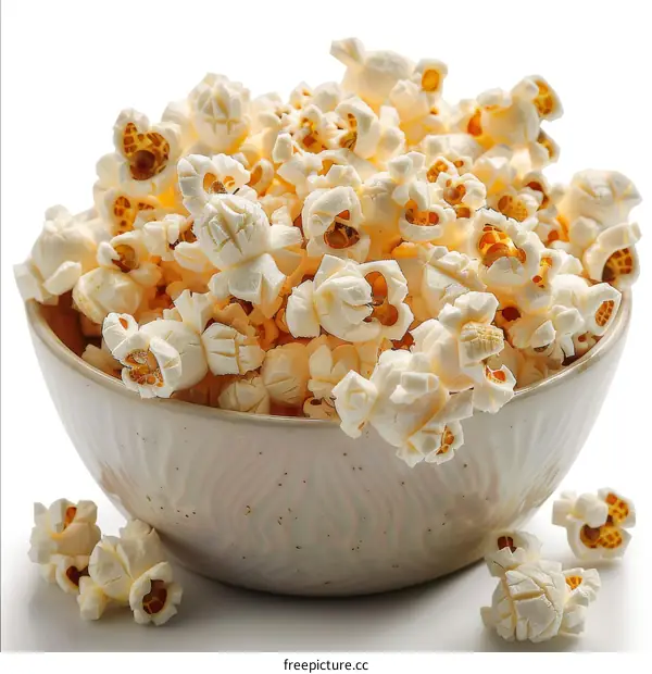 A Bowl of Popcorn Isolated on a White Background