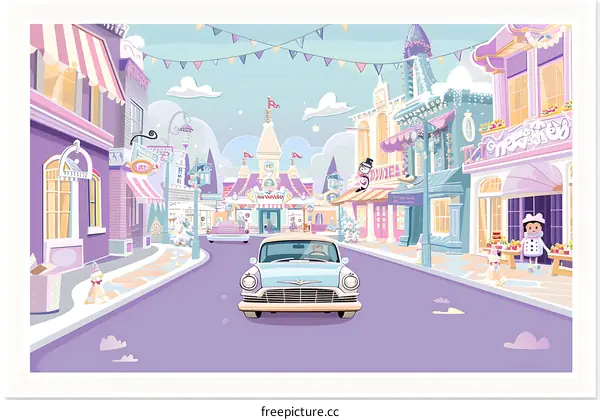 Winter Wonderland Town Illustration