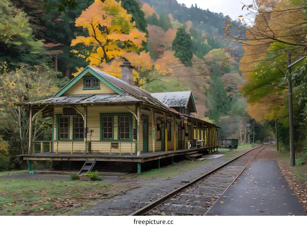 Abandoned Train Station in Autumn