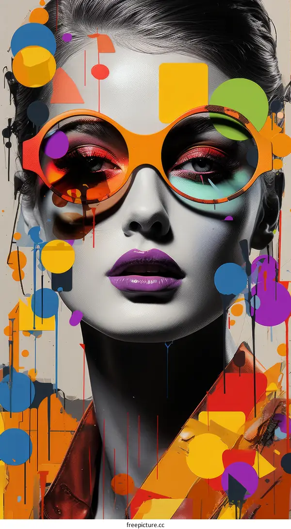 Colorful Portrait of a Woman with Sunglasses