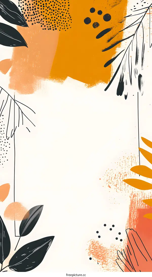 Abstract Art Background With Orange And Black Colors