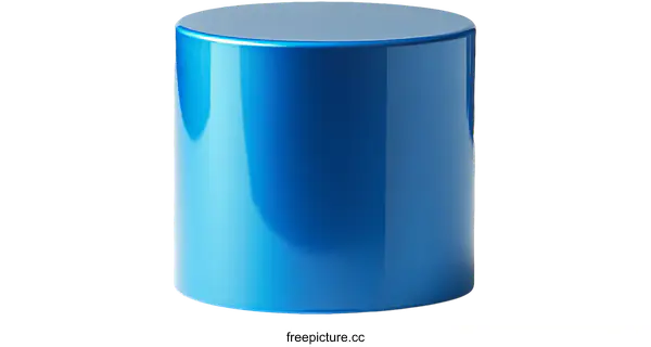 [Transparent Background PNG]Glossy Blue Cylinder Object Isolated on White Background