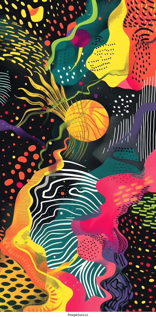 Abstract Colorful Shapes and Patterns Digital Illustration