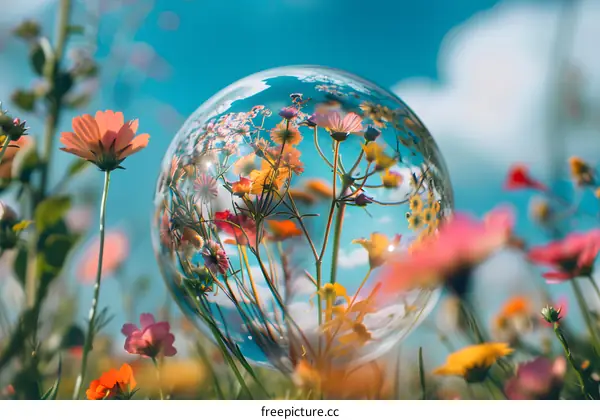 Crystal Ball in a Field of Flowers