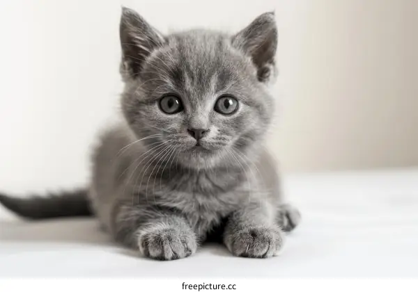 A Cute Gray Kitten Staring at the Camera