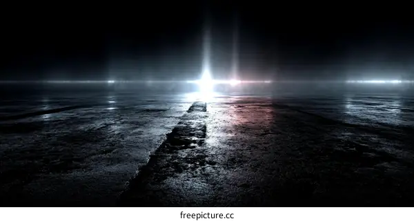 Abstract Concrete Roadway with Light Beams
