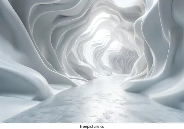Futuristic Tunnel with White Curved Walls