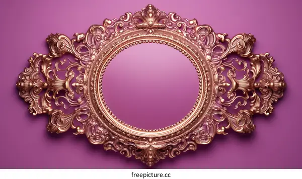 ornate gold picture frame against a pink background
