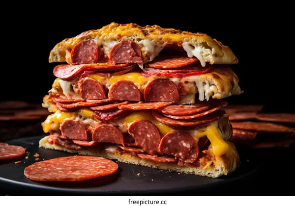 Pepperoni pizza sandwich
