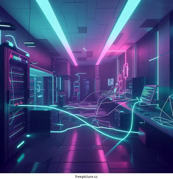 futuristic server room illustration