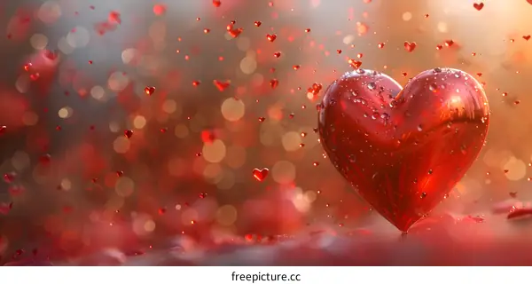 Red heart with bokeh background