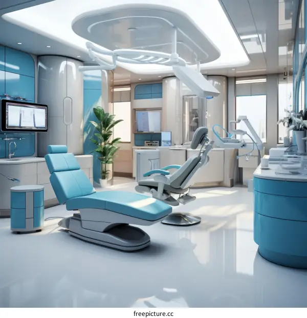 Modern Dental Clinic Interior in Blue and White