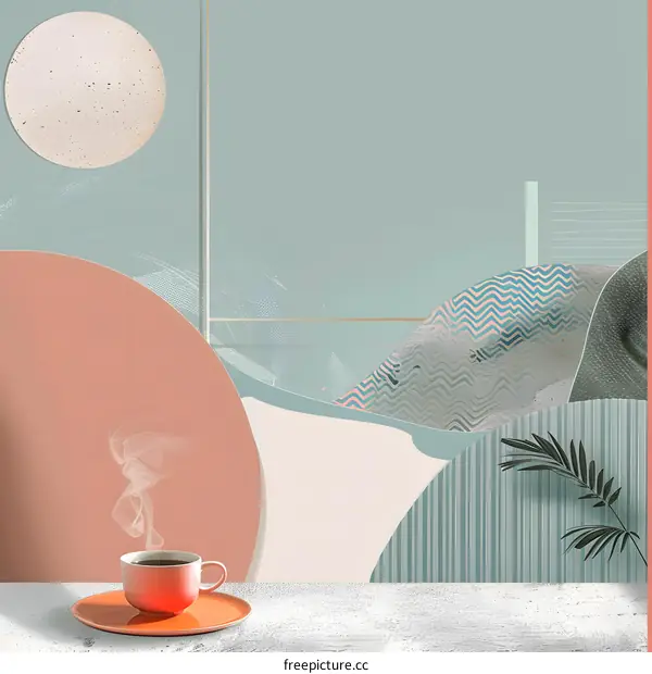 Abstract Art Coffee Cup and  Geometric Shapes Design