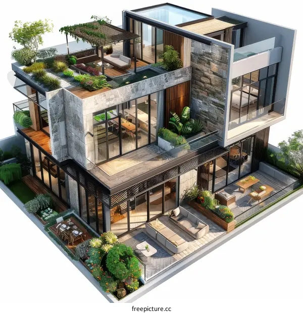 Modern Multi-Level House Design with Lush Gardens