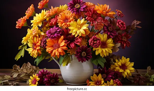 A beautiful bouquet of colorful flowers in a vase