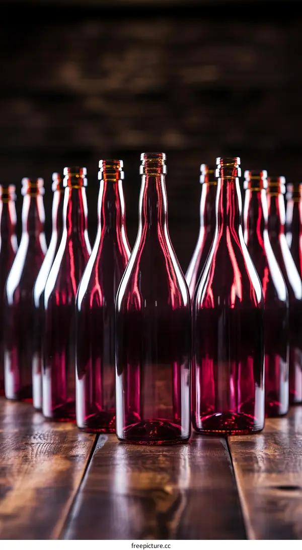 Bottles of wine on a wooden table
