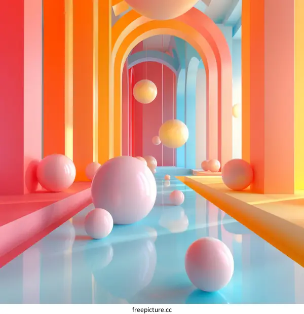 Abstract Colorful Geometric Architecture Interior Design