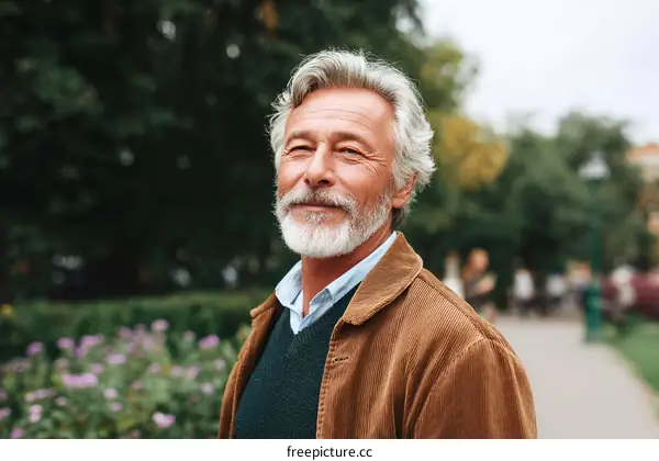 Smiling Senior Man in Park