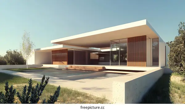 Modern Architecture Design with Pool and Trees