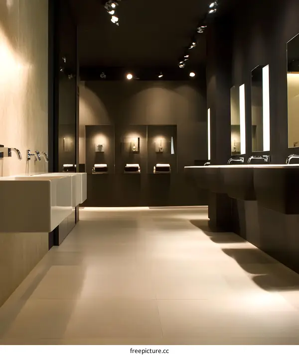 Modern Bathroom Interior Design with White Sinks and Mirrors