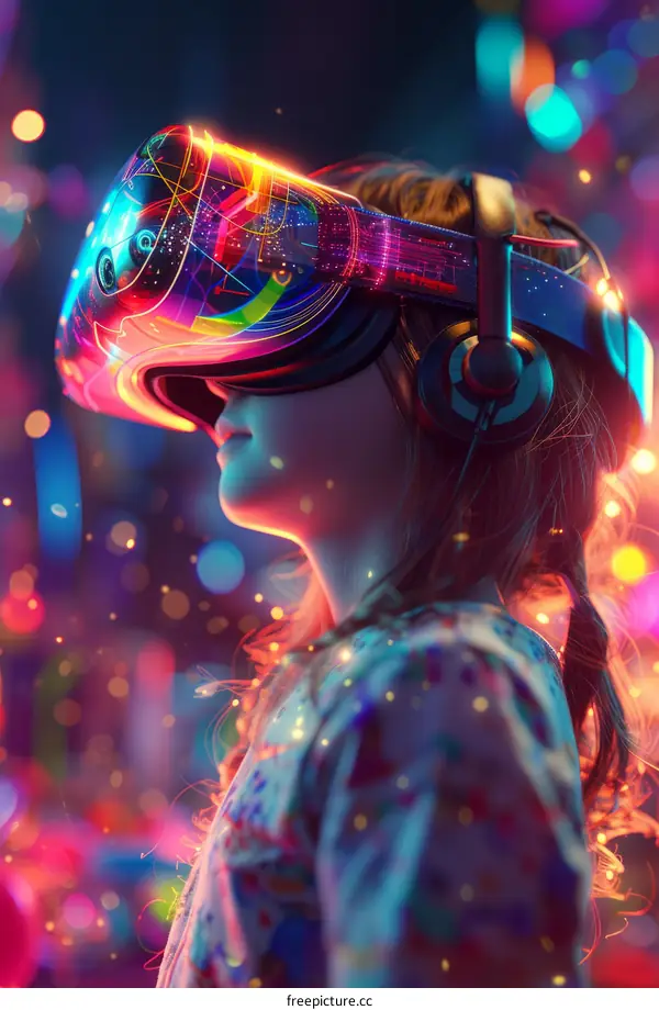 girl wearing virtual reality headset